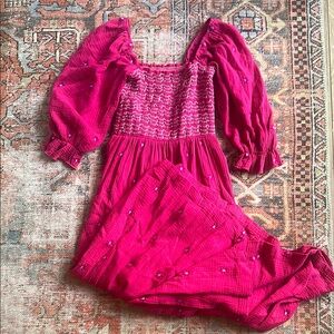 Vibrant Pink Smocked Maxi Dress
